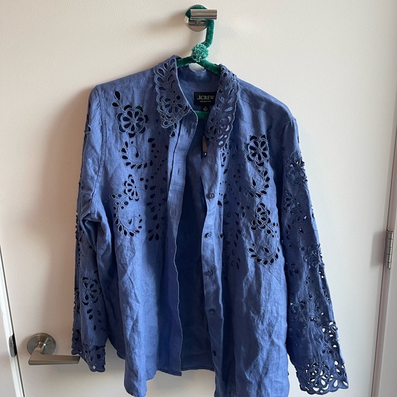 J Crew Blue Eyelet Button Down - Picture 5 of 7